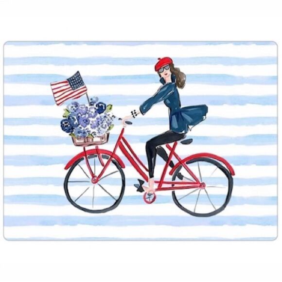 Girl on a Bike Patriotic Magnet - Picture 2 of 2